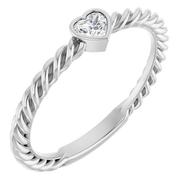 14K Gold Genuine Diamond Heart Rope Ring