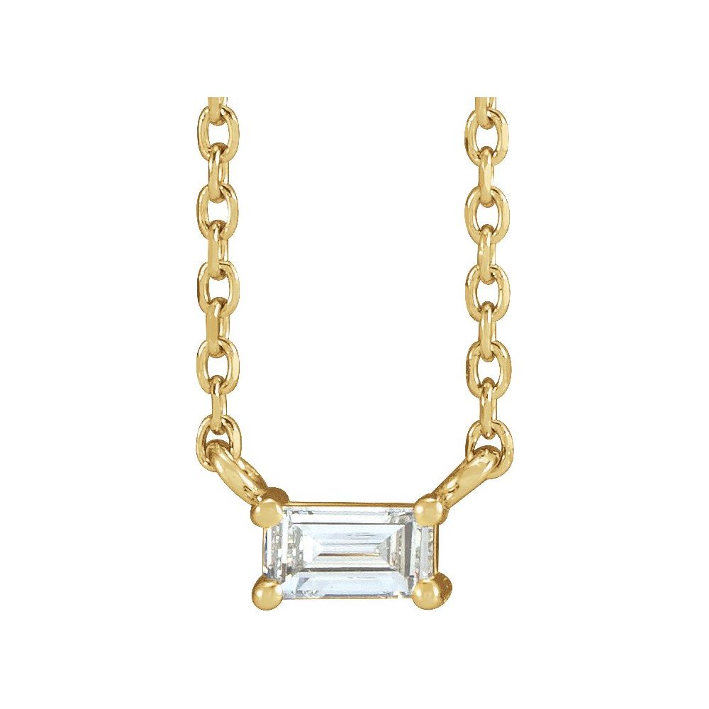 14K Gold Genuine Diamond Solitaire Necklace