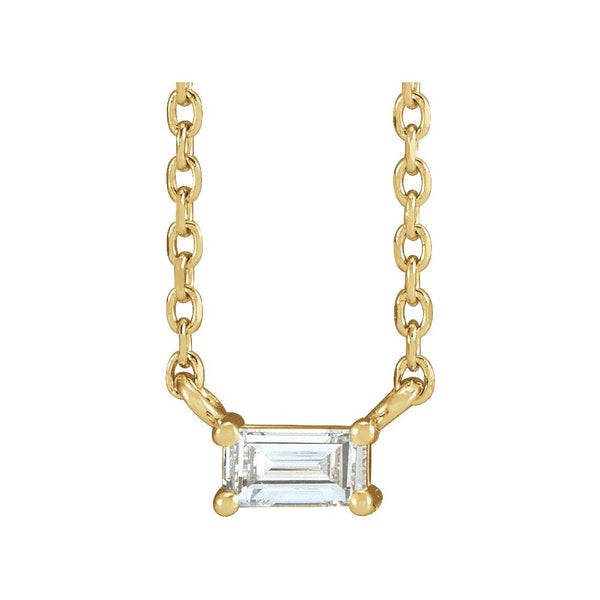 14K Gold Genuine Diamond Solitaire Necklace