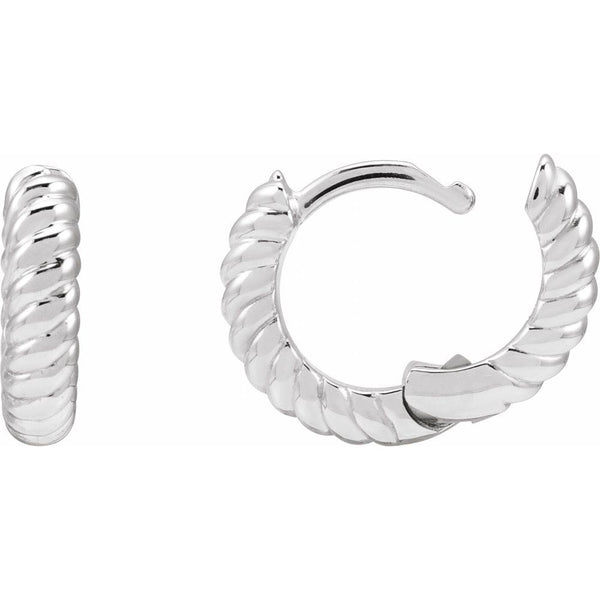 Sterling Silver Hinged Rope Hoop Earrings