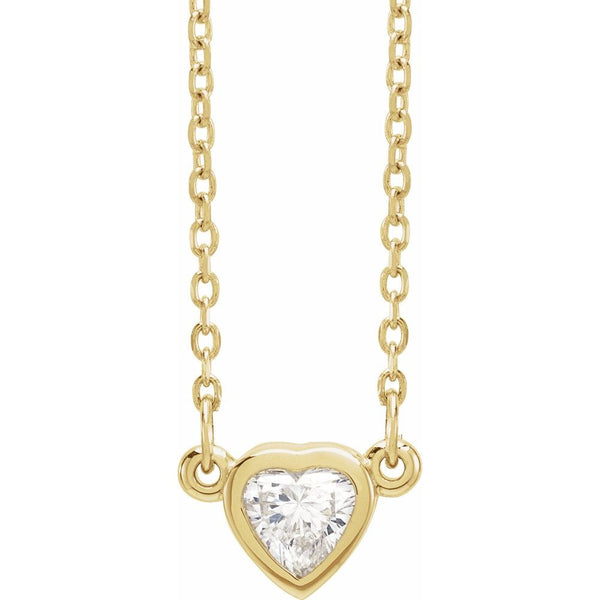 14K Gold Genuine Diamond Heart Necklace