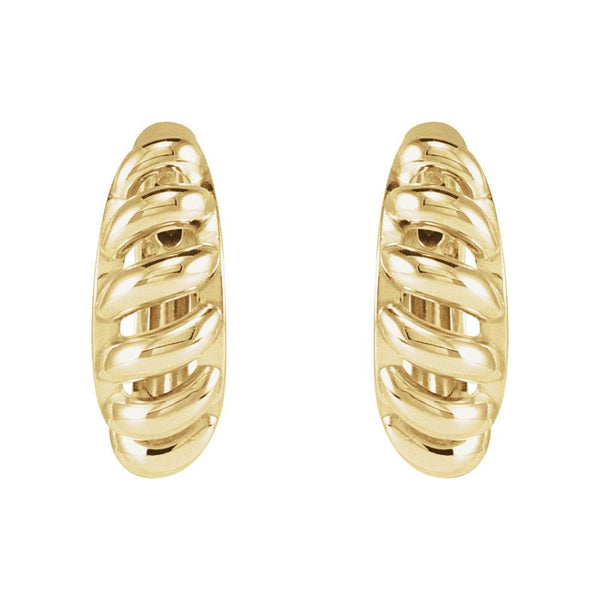 14K Yellow Gold Rope Dome Earrings