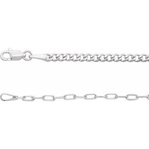 Sterling Silver Curb and Paperclip Chain