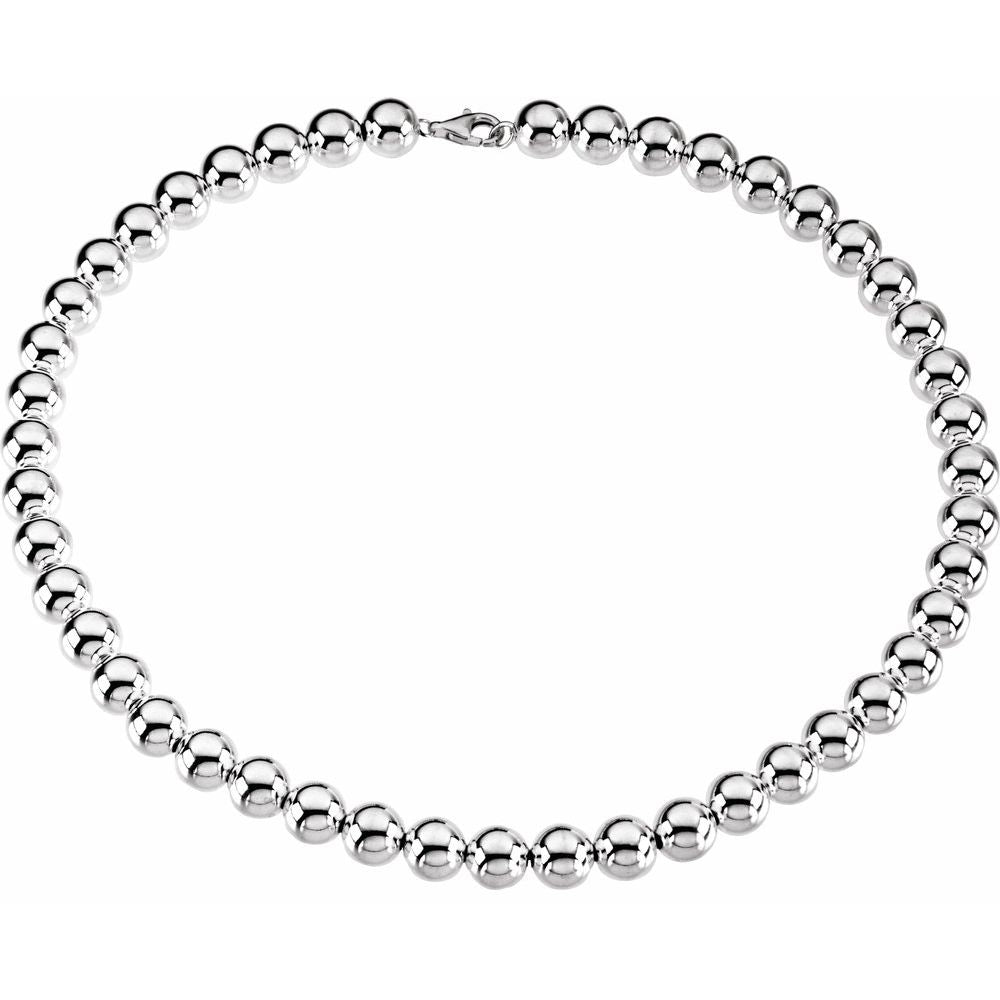 Sterling Silver Hollow Bead Necklace