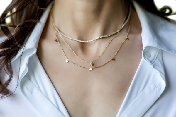 14K Gold Genuine Diamond Pear Solitaire Necklace