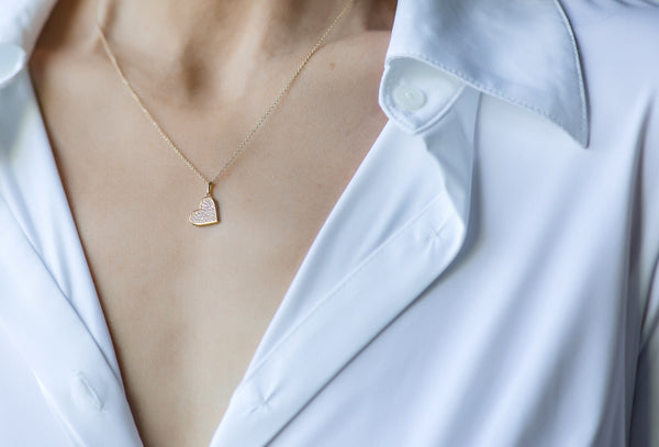 14K Micropavé Diamond Heart Necklace
