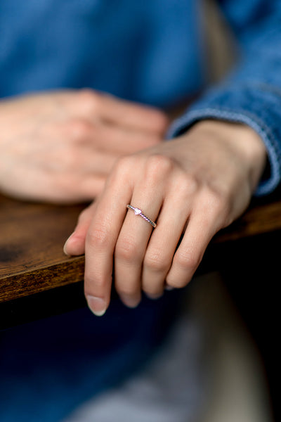 Sterling Silver Genuine Diamond Heart Rope Ring