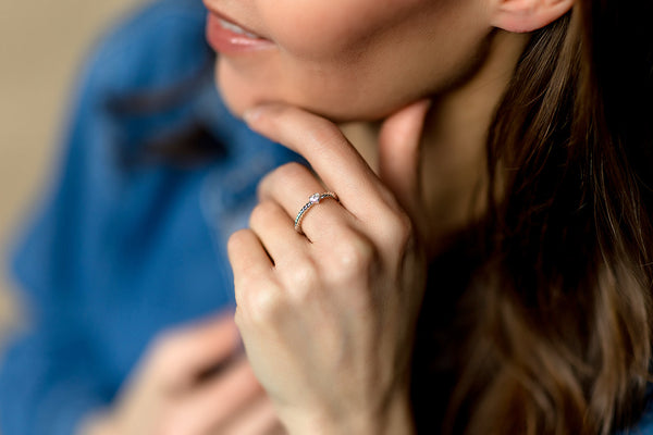 Sterling Silver Genuine Diamond Heart Rope Ring